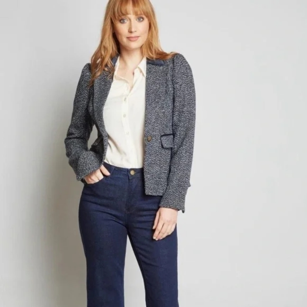 💘 Modcloth Navy Tweed Properly Polished Blazer